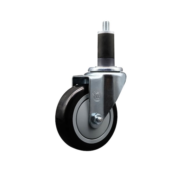 Service Caster 4'' Black Poly Wheel Swivel 1-1/4'' Expanding Stem Caster SCC-EX20S414-PPUB-BLK-114 - main